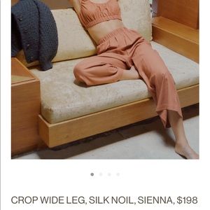 Ozma raw silk crop wide leg pant in sienna color